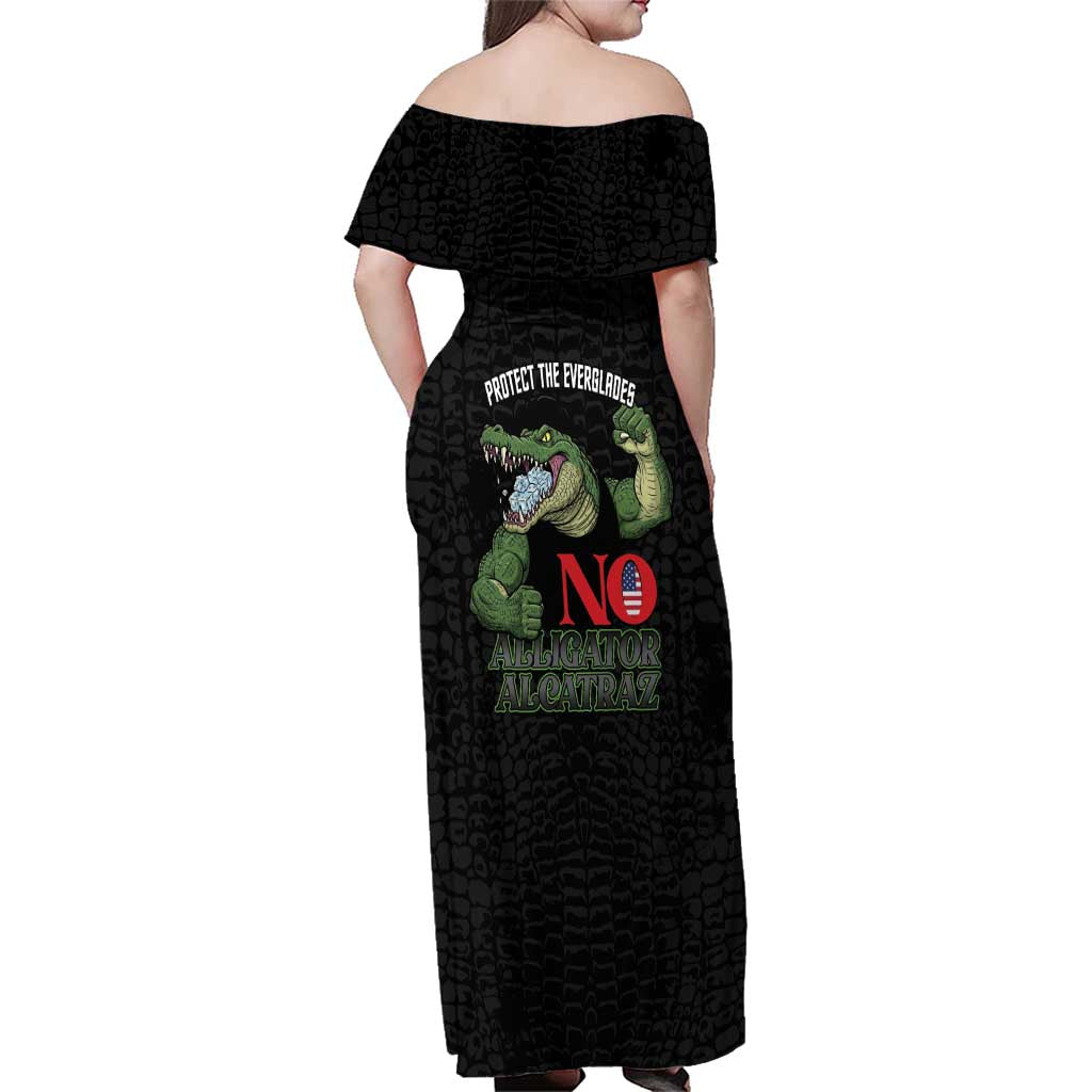Protect The Everglades Family Matching Off Shoulder Maxi Dress and Hawaiian Shirt Gator No Alligator Alcatraz - Wonder Print Shop