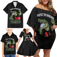 Protect The Everglades Family Matching Off Shoulder Short Dress and Hawaiian Shirt Gator No Alligator Alcatraz - Wonder Print Shop