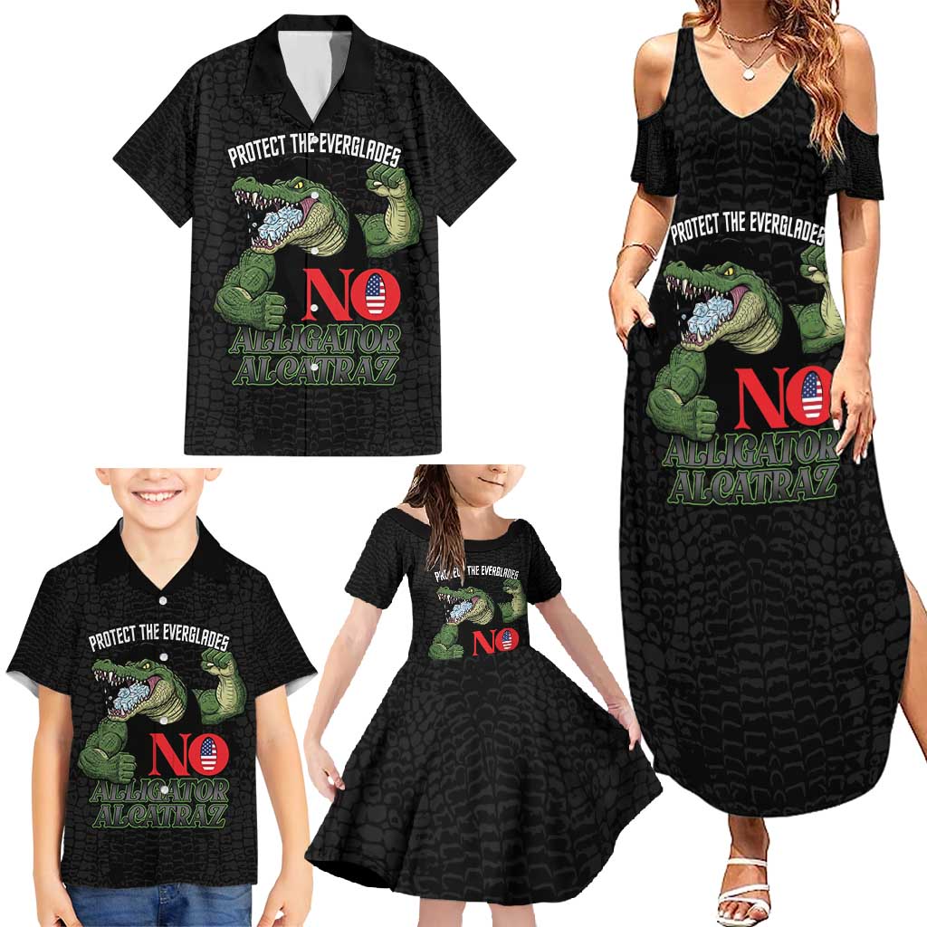Protect The Everglades Family Matching Summer Maxi Dress and Hawaiian Shirt Gator No Alligator Alcatraz - Wonder Print Shop
