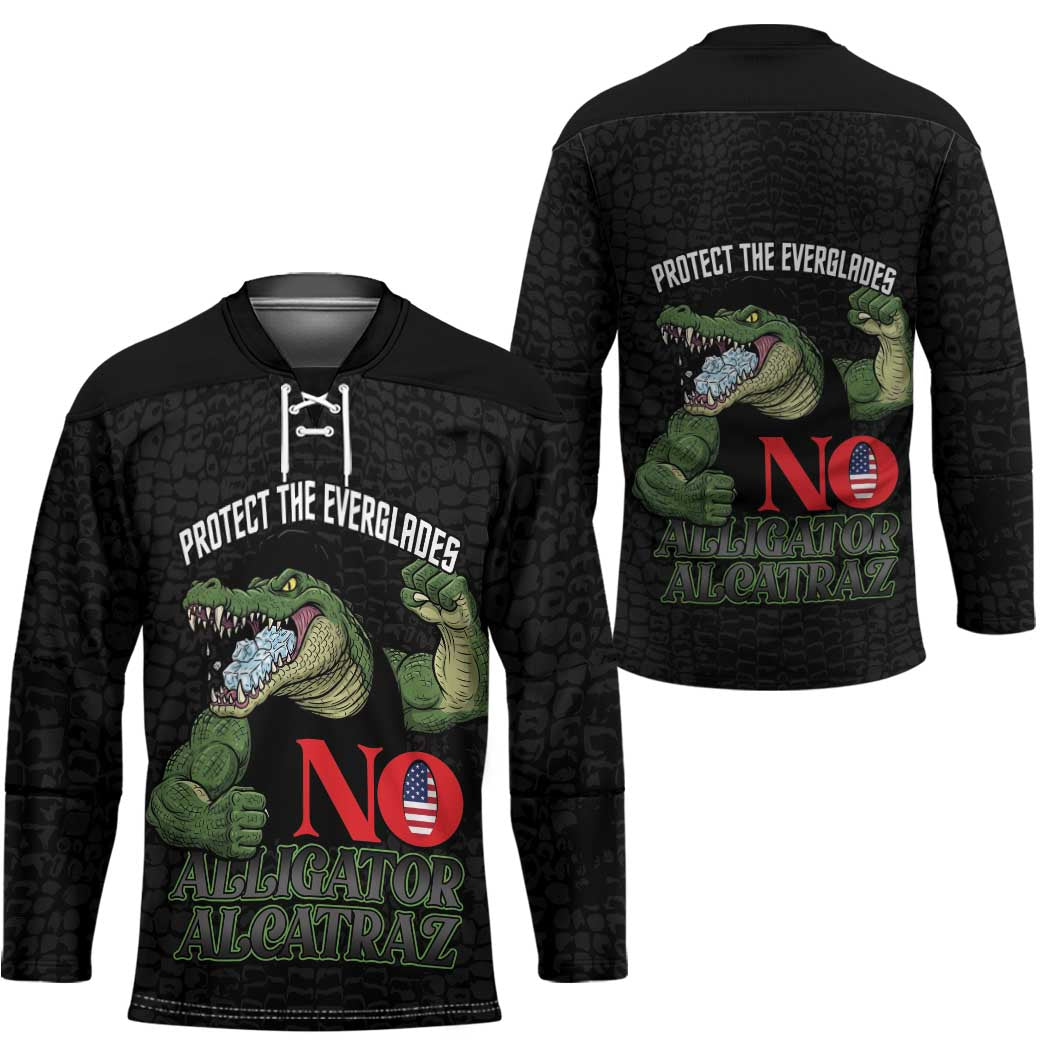Protect The Everglades Hockey Jersey Gator No Alligator Alcatraz - Wonder Print Shop