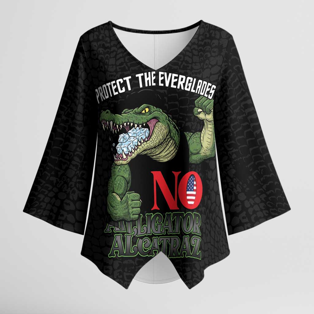 Protect The Everglades Kimono Sleeve Blouse Gator No Alligator Alcatraz - Wonder Print Shop