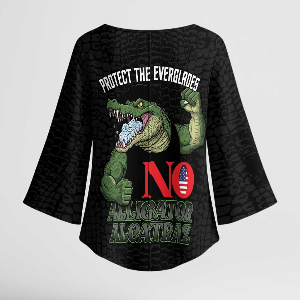 Protect The Everglades Kimono Sleeve Blouse Gator No Alligator Alcatraz - Wonder Print Shop