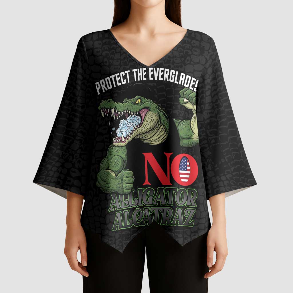 Protect The Everglades Kimono Sleeve Blouse Gator No Alligator Alcatraz - Wonder Print Shop