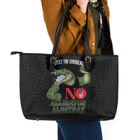 Protect The Everglades Leather Tote Bag Gator No Alligator Alcatraz - Wonder Print Shop