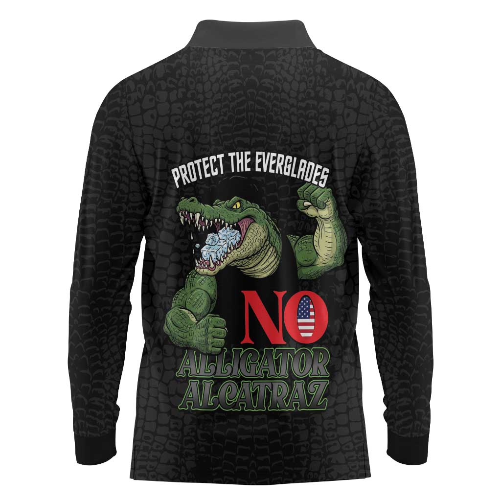 Protect The Everglades Long Sleeve Polo Shirt Gator No Alligator Alcatraz - Wonder Print Shop