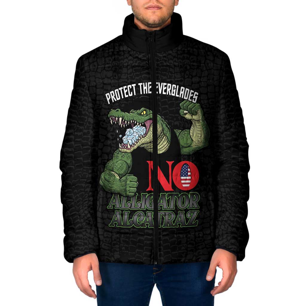 Protect The Everglades Padded Jacket Gator No Alligator Alcatraz - Wonder Print Shop