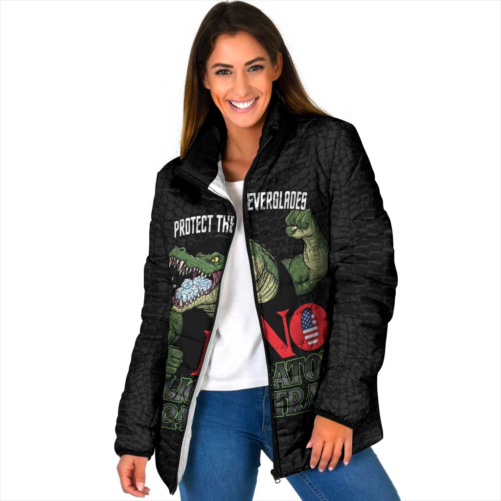 Protect The Everglades Padded Jacket Gator No Alligator Alcatraz - Wonder Print Shop