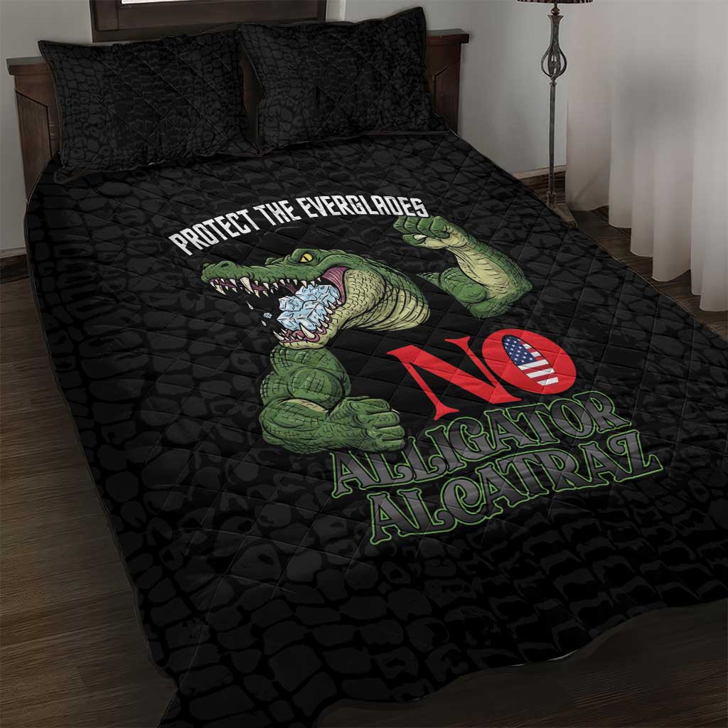 Protect The Everglades Quilt Bed Set Gator No Alligator Alcatraz - Wonder Print Shop
