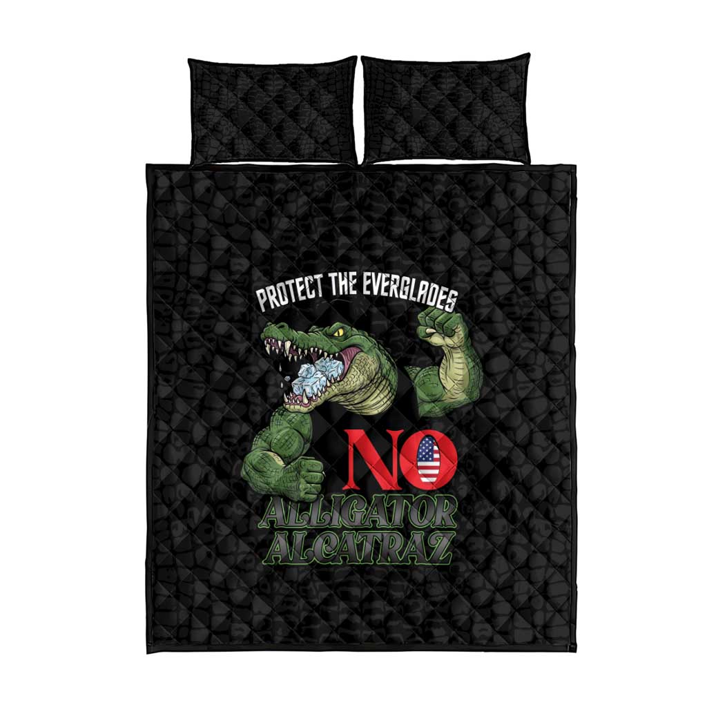 Protect The Everglades Quilt Bed Set Gator No Alligator Alcatraz - Wonder Print Shop