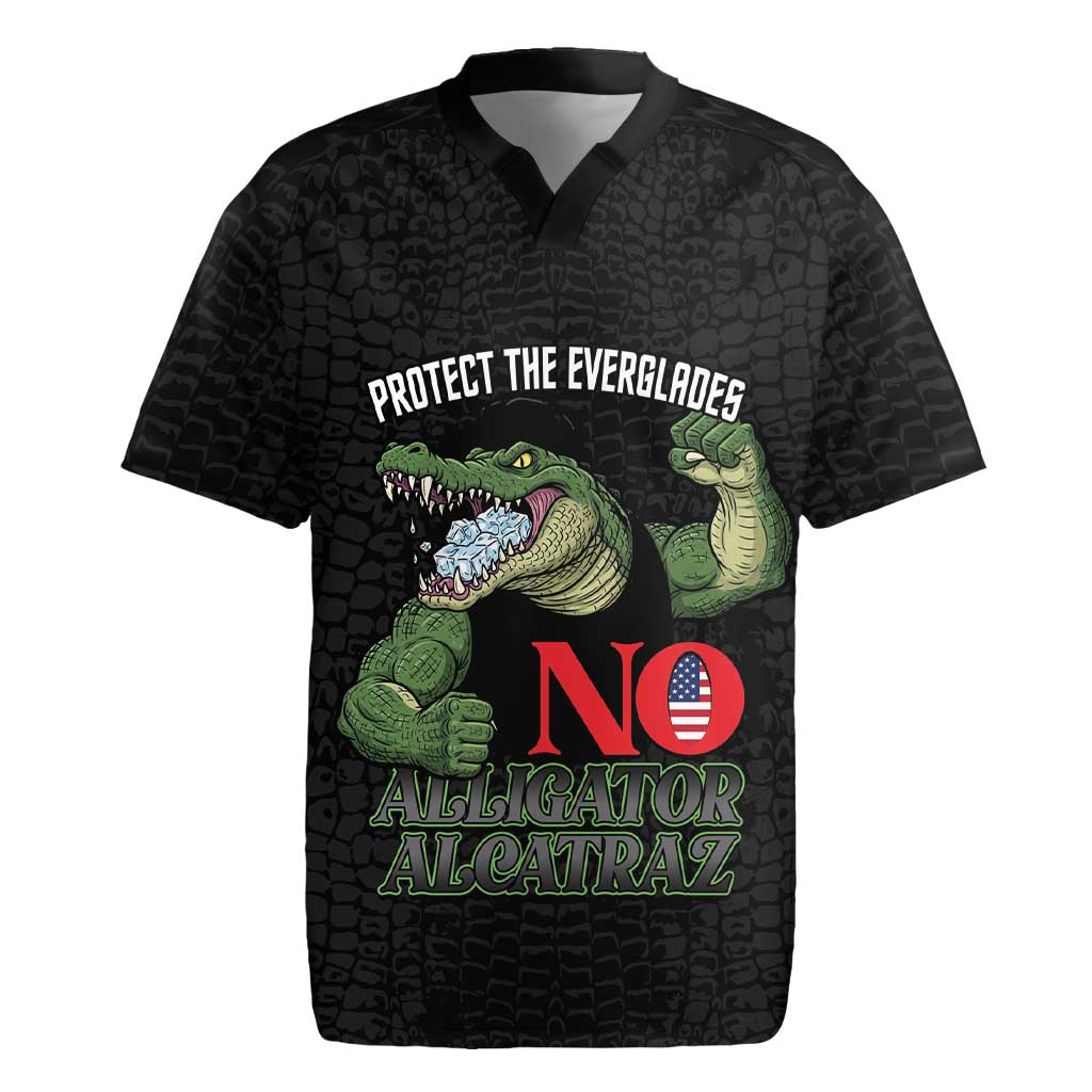 Protect The Everglades Rugby Jersey Gator No Alligator Alcatraz - Wonder Print Shop