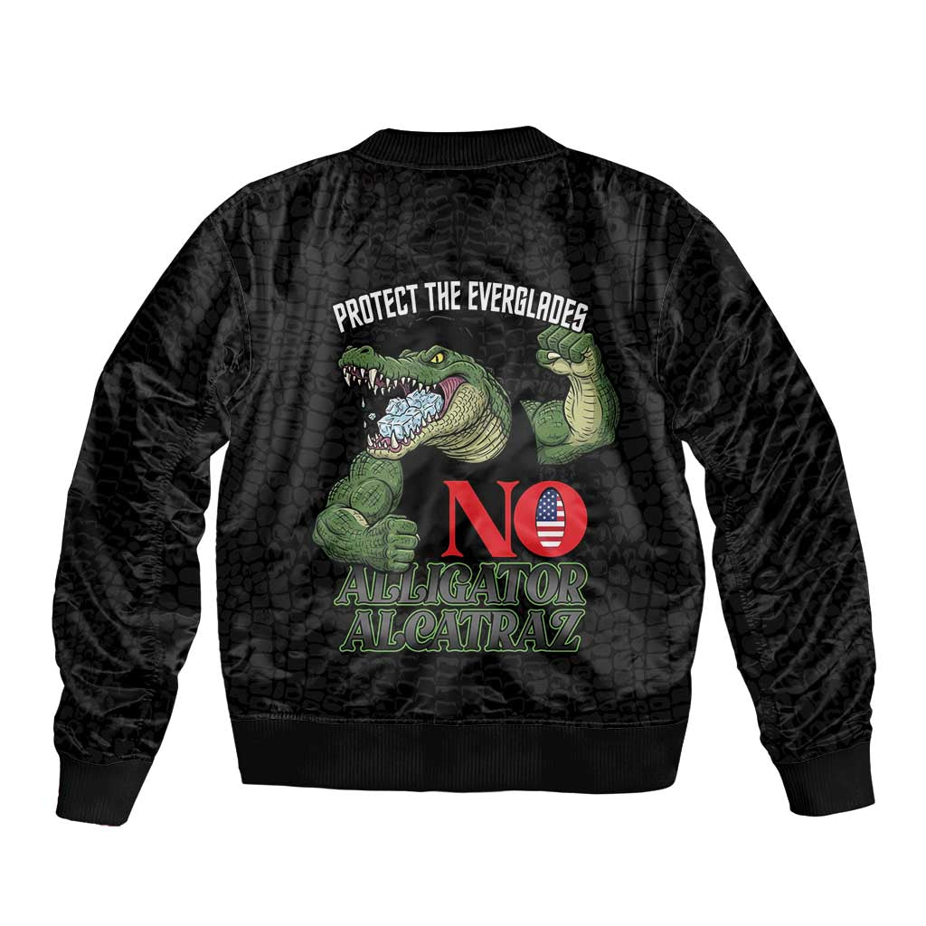 Protect The Everglades Sleeve Zip Bomber Jacket Gator No Alligator Alcatraz - Wonder Print Shop