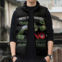 Protect The Everglades Sleeveless Puffer Jacket Gator No Alligator Alcatraz - Wonder Print Shop