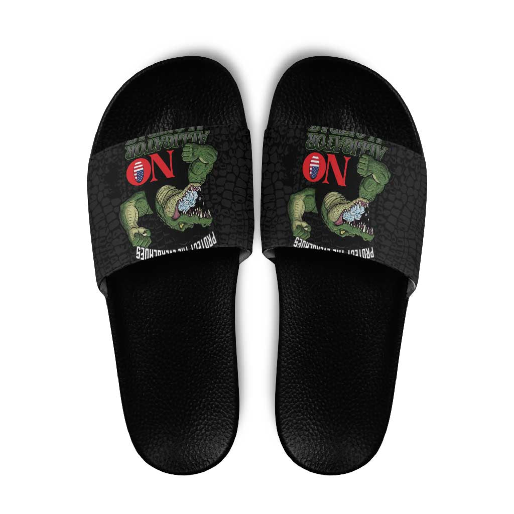Protect The Everglades Slide Sandals Gator No Alligator Alcatraz - Wonder Print Shop