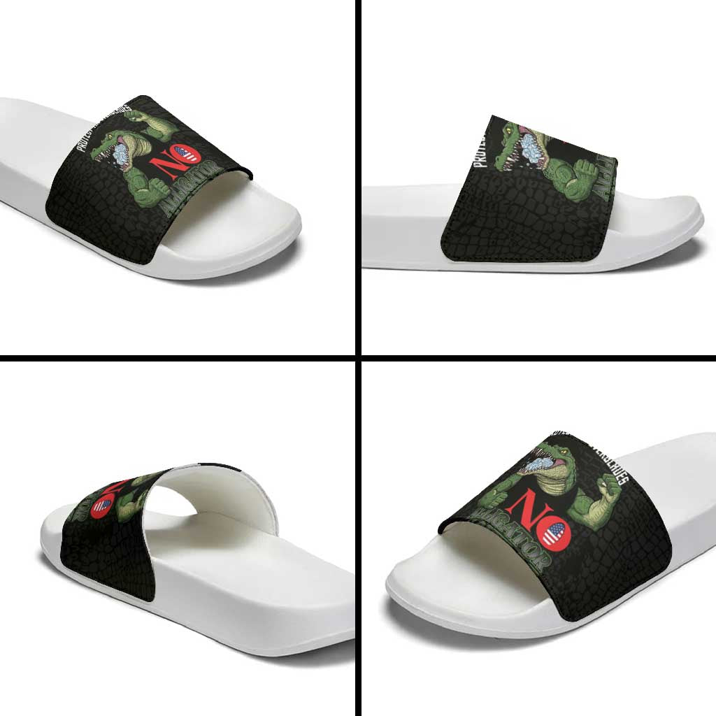 Protect The Everglades Slide Sandals Gator No Alligator Alcatraz - Wonder Print Shop