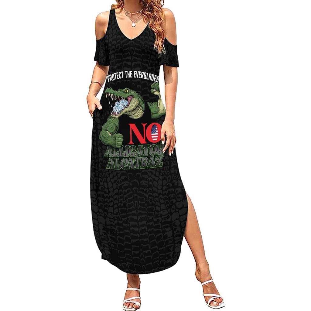 Protect The Everglades Summer Maxi Dress Gator No Alligator Alcatraz - Wonder Print Shop