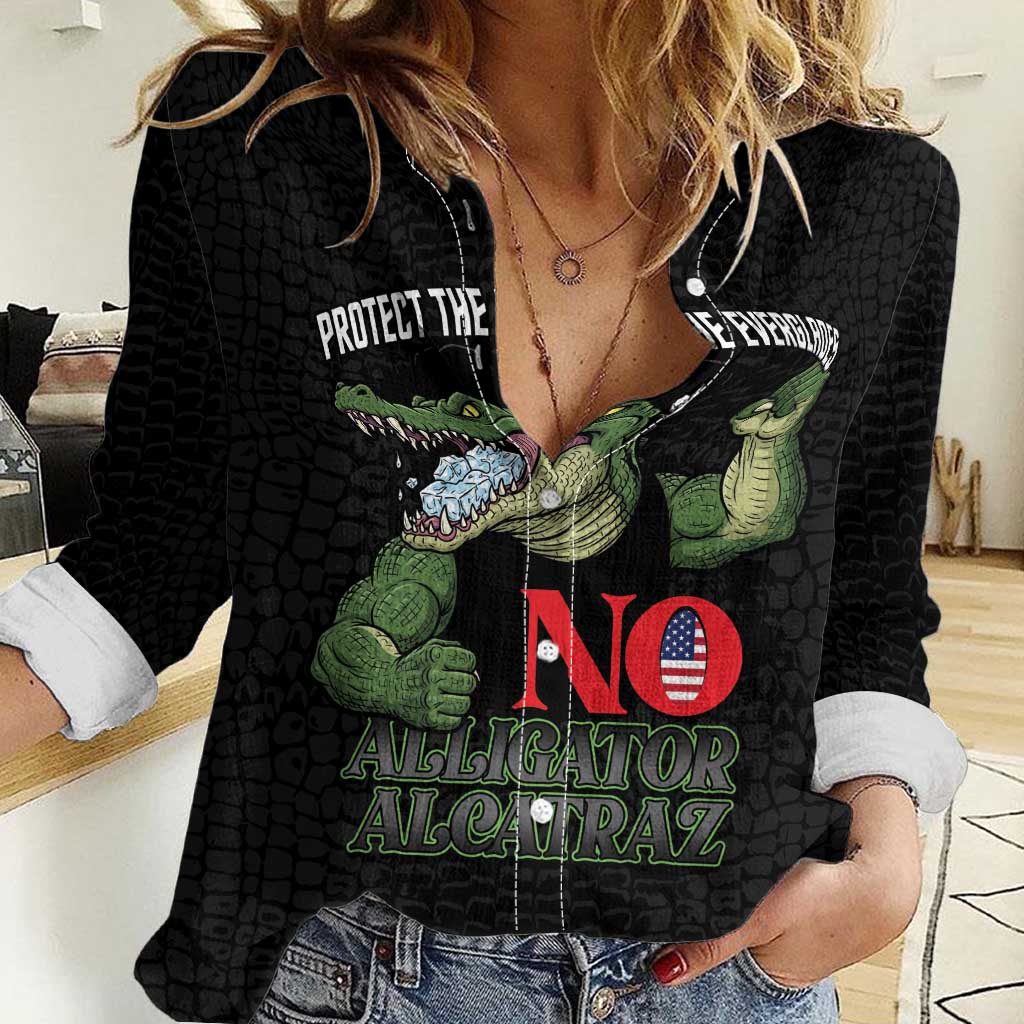 Protect The Everglades Women Casual Shirt Gator No Alligator Alcatraz - Wonder Print Shop