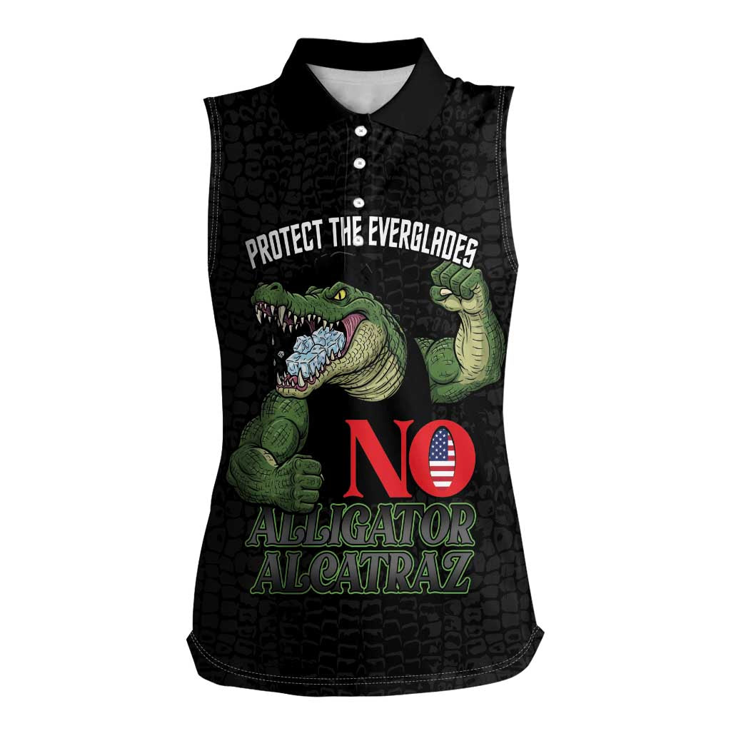Protect The Everglades Women Sleeveless Polo Shirt Gator No Alligator Alcatraz - Wonder Print Shop
