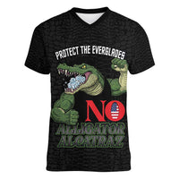 Protect The Everglades Women V-Neck T-Shirt Gator No Alligator Alcatraz - Wonder Print Shop