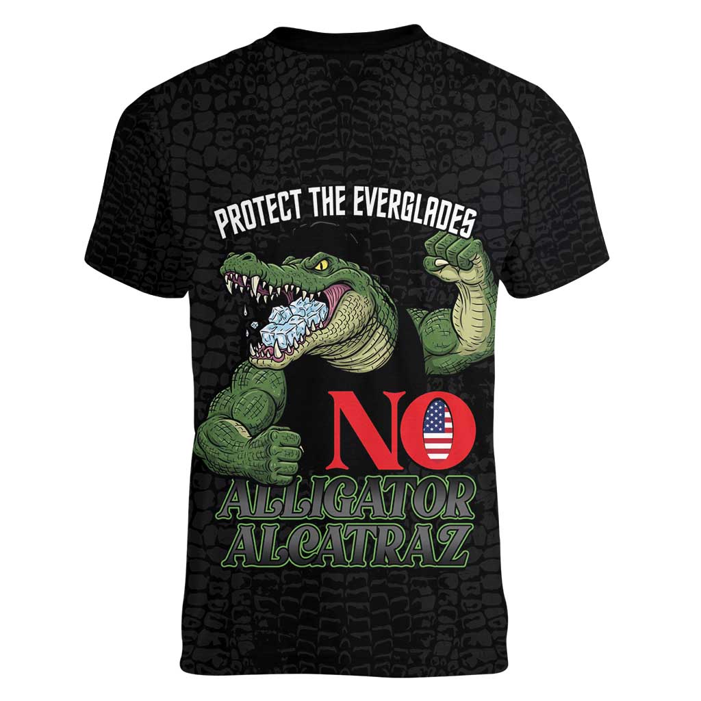 Protect The Everglades Women V-Neck T-Shirt Gator No Alligator Alcatraz - Wonder Print Shop