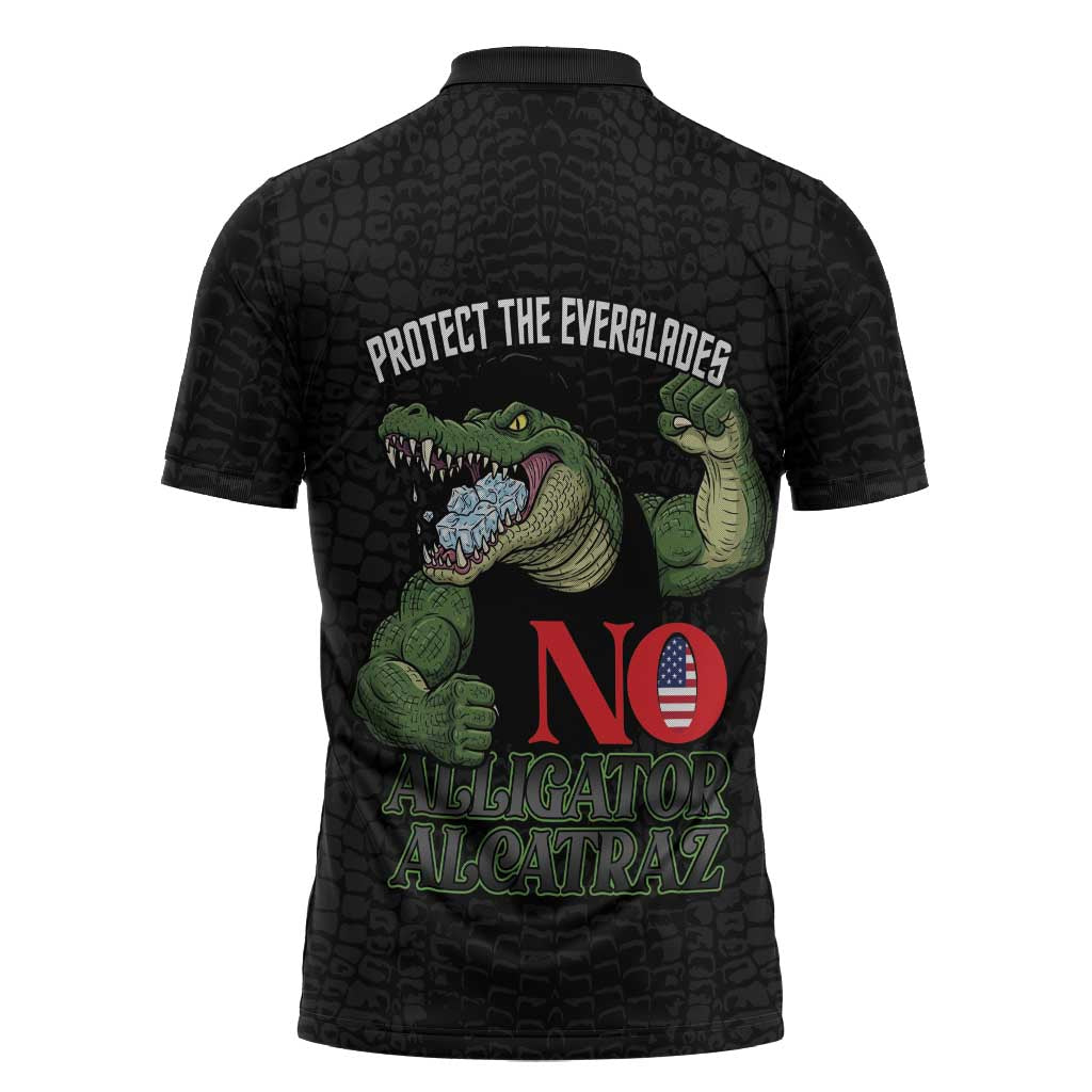 Protect The Everglades Zipper Polo Shirt Gator No Alligator Alcatraz - Wonder Print Shop