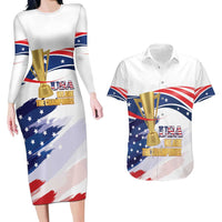 Personalized United States Soccer Couples Matching Long Sleeve Bodycon Dress and Hawaiian Shirt 2025 USA Champions - Wonder Print Shop