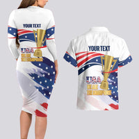 Personalized United States Soccer Couples Matching Long Sleeve Bodycon Dress and Hawaiian Shirt 2025 USA Champions - Wonder Print Shop