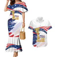 Personalized United States Soccer Couples Matching Mermaid Dress and Hawaiian Shirt 2025 USA Champions - Wonder Print Shop