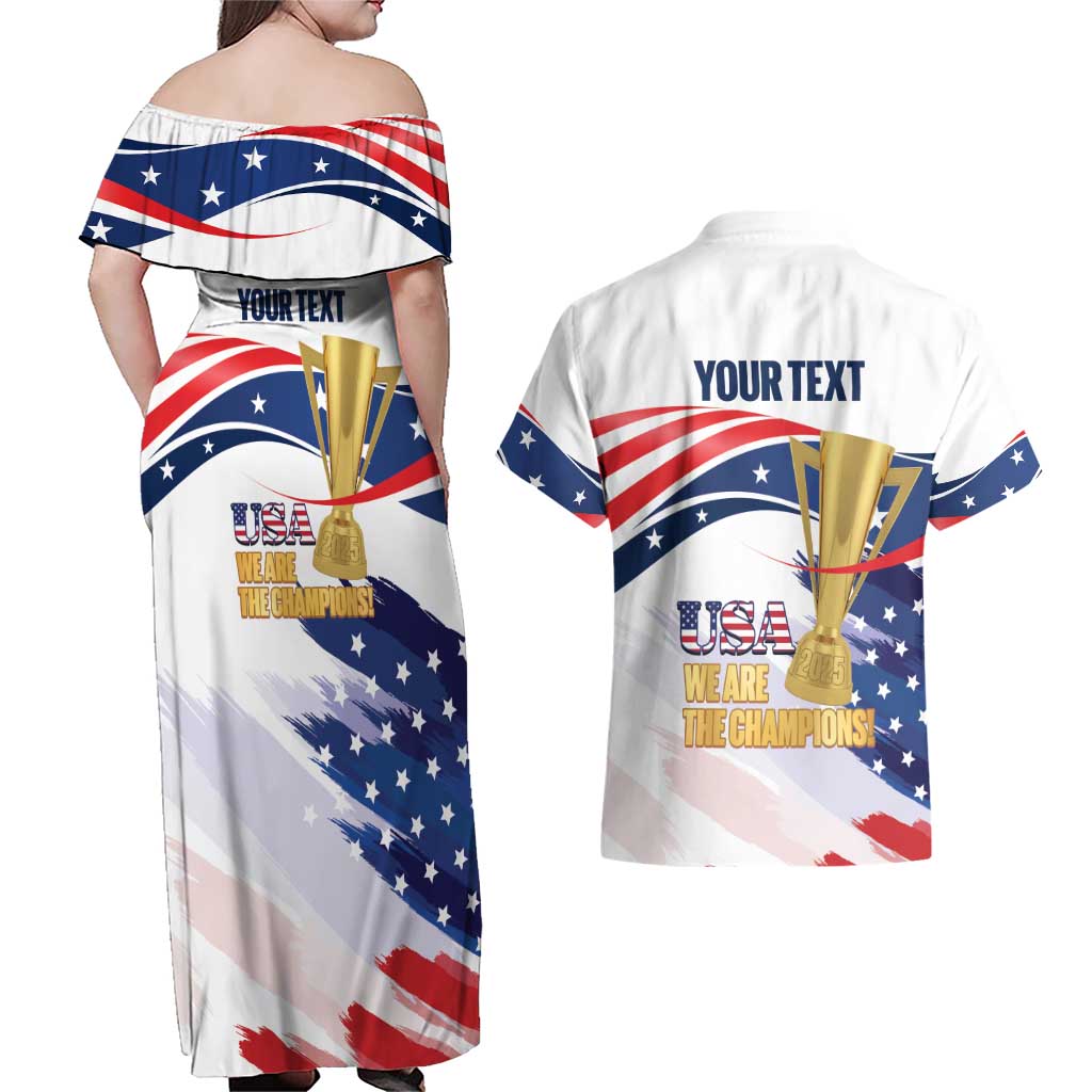 Personalized United States Soccer Couples Matching Off Shoulder Maxi Dress and Hawaiian Shirt 2025 USA Champions - Wonder Print Shop
