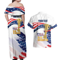 Personalized United States Soccer Couples Matching Off Shoulder Maxi Dress and Hawaiian Shirt 2025 USA Champions - Wonder Print Shop