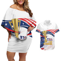 Personalized United States Soccer Couples Matching Off Shoulder Short Dress and Hawaiian Shirt 2025 USA Champions - Wonder Print Shop