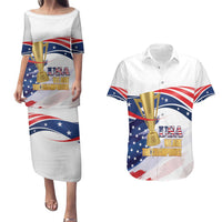 Personalized United States Soccer Couples Matching Puletasi and Hawaiian Shirt 2025 USA Champions - Wonder Print Shop
