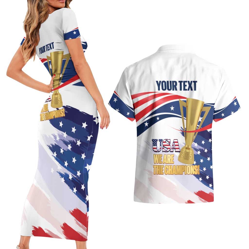 Personalized United States Soccer Couples Matching Short Sleeve Bodycon Dress and Hawaiian Shirt 2025 USA Champions - Wonder Print Shop