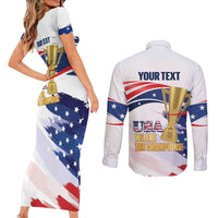 Personalized United States Soccer Couples Matching Short Sleeve Bodycon Dress and Long Sleeve Button Shirt 2025 USA Champions - Wonder Print Shop