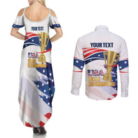Personalized United States Soccer Couples Matching Summer Maxi Dress and Long Sleeve Button Shirt 2025 USA Champions - Wonder Print Shop