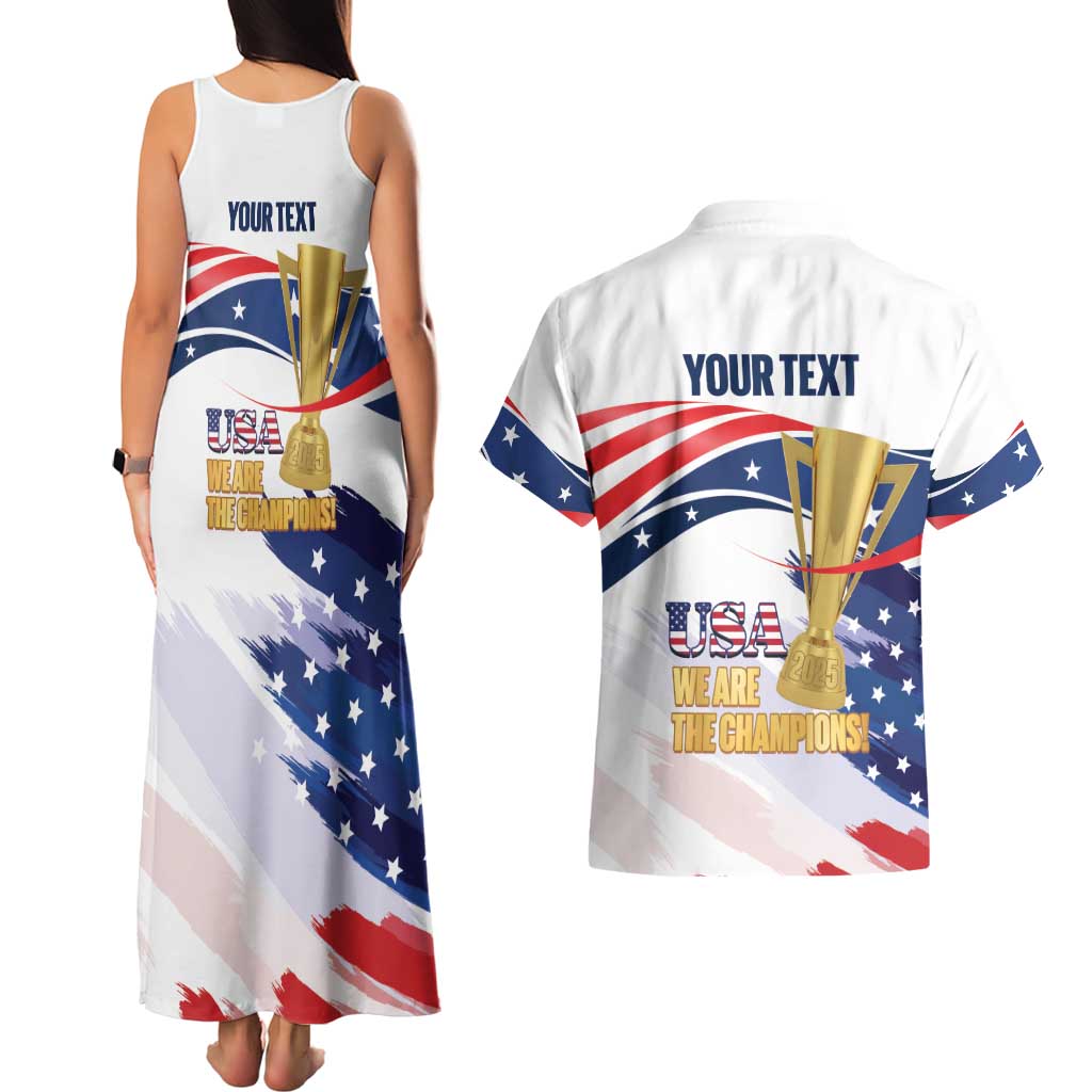 Personalized United States Soccer Couples Matching Tank Maxi Dress and Hawaiian Shirt 2025 USA Champions - Wonder Print Shop