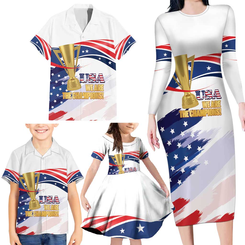 Personalized United States Soccer Family Matching Long Sleeve Bodycon Dress and Hawaiian Shirt 2025 USA Champions - Wonder Print Shop