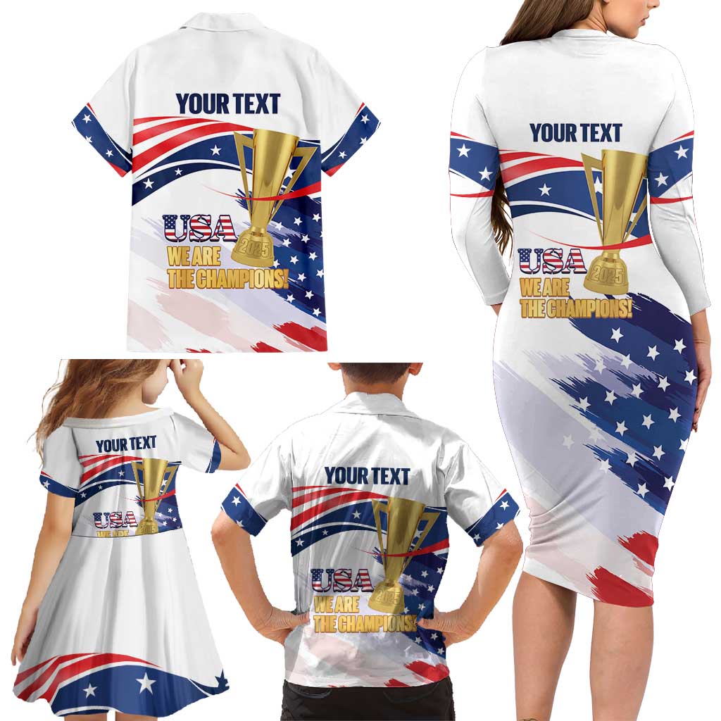 Personalized United States Soccer Family Matching Long Sleeve Bodycon Dress and Hawaiian Shirt 2025 USA Champions - Wonder Print Shop