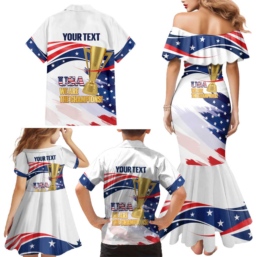 Personalized United States Soccer Family Matching Mermaid Dress and Hawaiian Shirt 2025 USA Champions - Wonder Print Shop