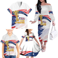 Personalized United States Soccer Family Matching Off The Shoulder Long Sleeve Dress and Hawaiian Shirt 2025 USA Champions - Wonder Print Shop