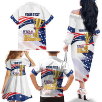 Personalized United States Soccer Family Matching Off The Shoulder Long Sleeve Dress and Hawaiian Shirt 2025 USA Champions - Wonder Print Shop