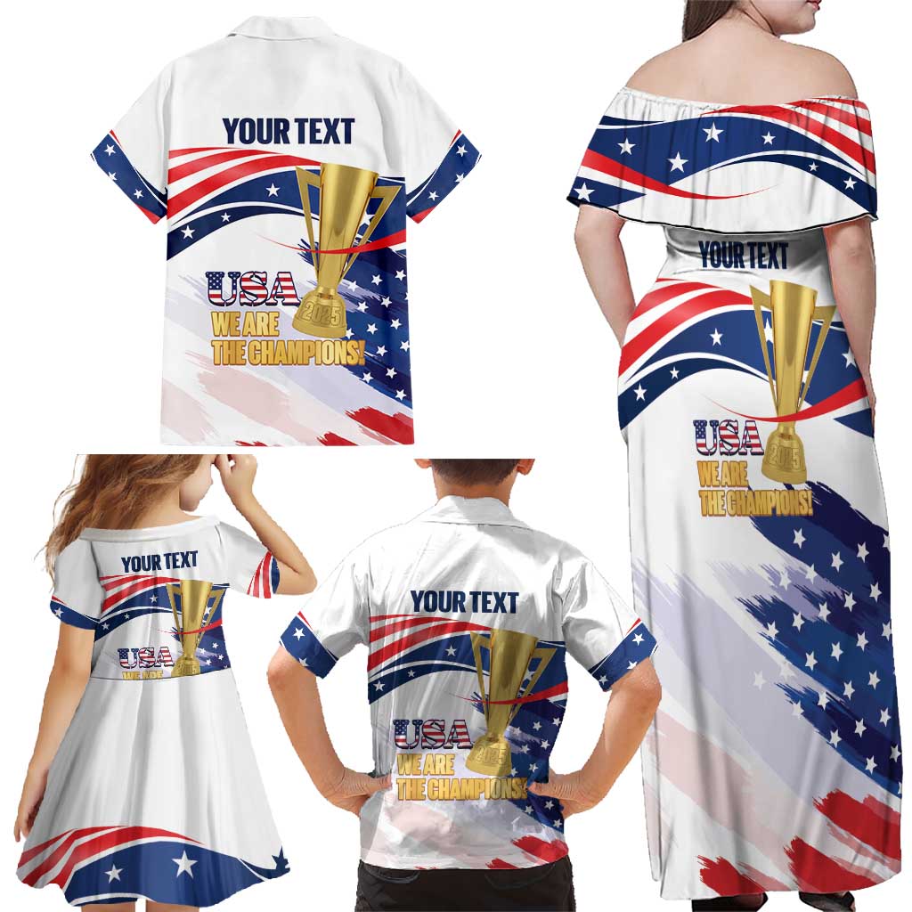 Personalized United States Soccer Family Matching Off Shoulder Maxi Dress and Hawaiian Shirt 2025 USA Champions - Wonder Print Shop