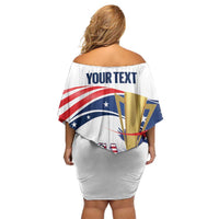 Personalized United States Soccer Family Matching Off Shoulder Short Dress and Hawaiian Shirt 2025 USA Champions - Wonder Print Shop