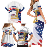Personalized United States Soccer Family Matching Short Sleeve Bodycon Dress and Hawaiian Shirt 2025 USA Champions - Wonder Print Shop