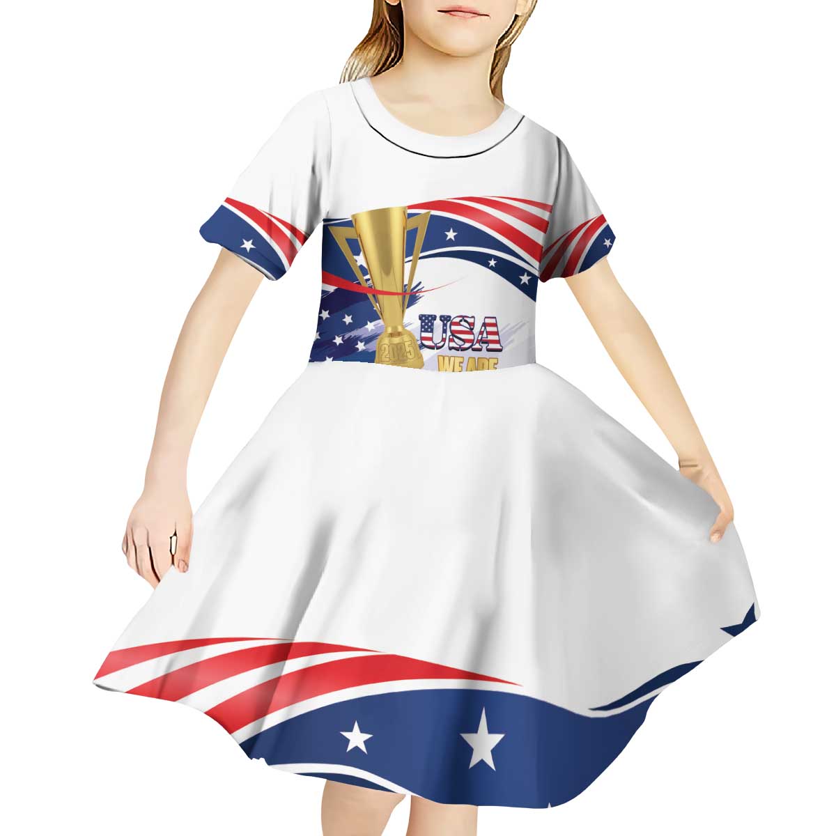 Personalized United States Soccer Kid Short Sleeve Dress 2025 USA Champions - Wonder Print Shop