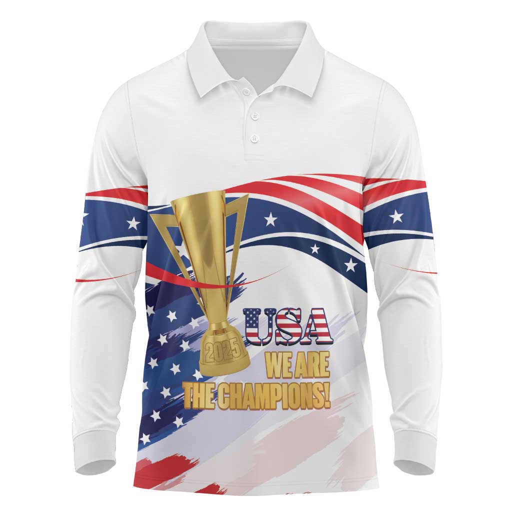 Personalized United States Soccer Long Sleeve Polo Shirt 2025 USA Champions - Wonder Print Shop
