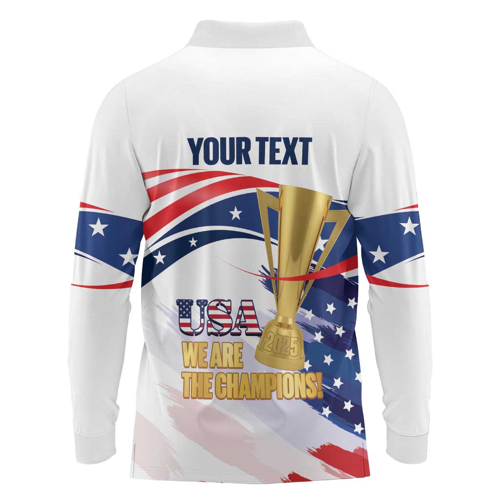 Personalized United States Soccer Long Sleeve Polo Shirt 2025 USA Champions - Wonder Print Shop