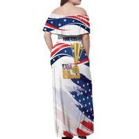 Personalized United States Soccer Off Shoulder Maxi Dress 2025 USA Champions - Wonder Print Shop