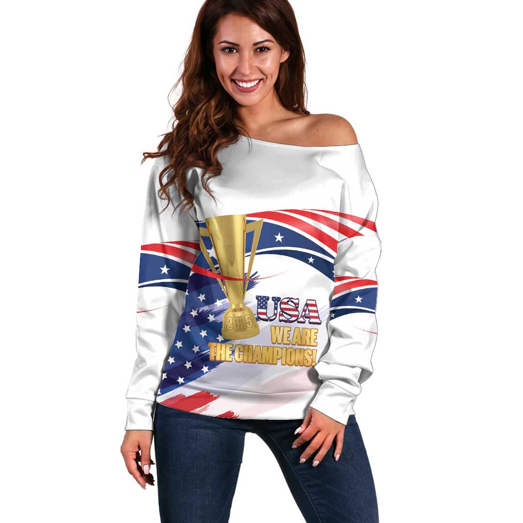 Personalized United States Soccer Off Shoulder Sweater 2025 USA Champions - Wonder Print Shop