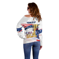 Personalized United States Soccer Off Shoulder Sweater 2025 USA Champions - Wonder Print Shop