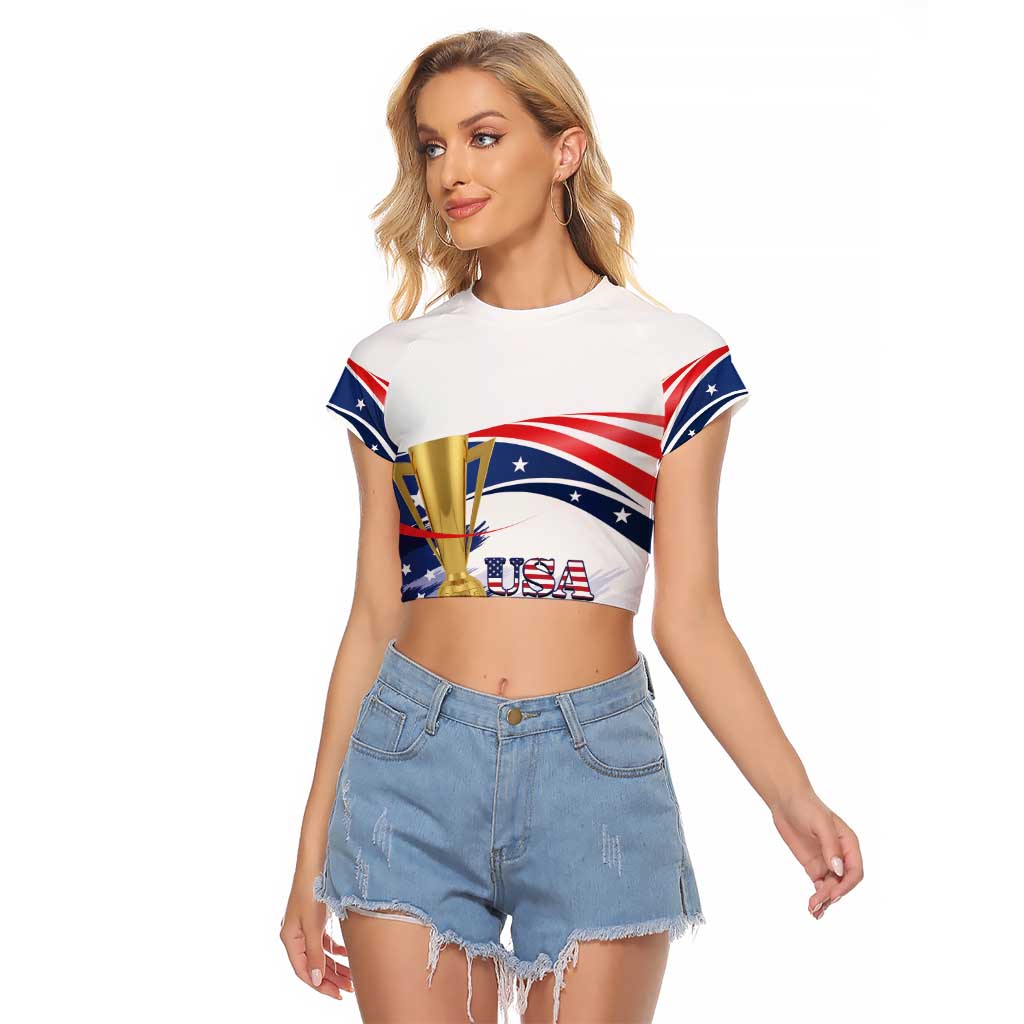 Personalized United States Soccer Raglan Cropped T Shirt 2025 USA Champions - Wonder Print Shop